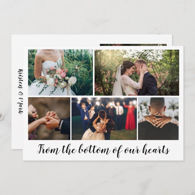 Modern Photo Collage Wedding Thank You (Front/Back)