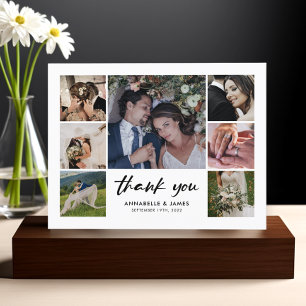 Modern Photo Collage Wedding Thank You Announcement Postcard