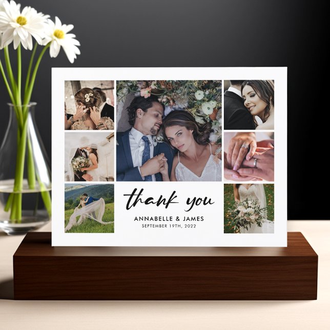 Modern Photo Collage Wedding Thank You Announcement Postcard (Creator Uploaded)