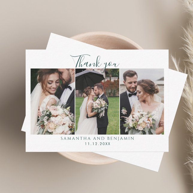 Modern Photo Collage Wedding Thank You Card (Modern Photo Collage Wedding Thank You Note Card)