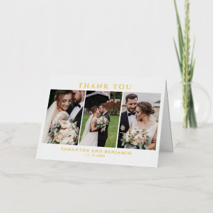 Modern Photo Collage Wedding Thank You Foil Greeting Card