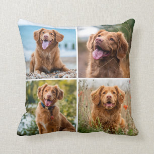 Modern Photo Collage White Dog Cushion