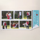 Modern photo collage with six photos blue