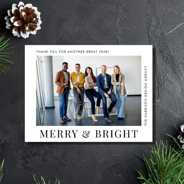 Modern Photo Corporate Business Christmas Holiday Postcard (Spread the joy of the season and strengthen business relationships with our photo holiday postcard)