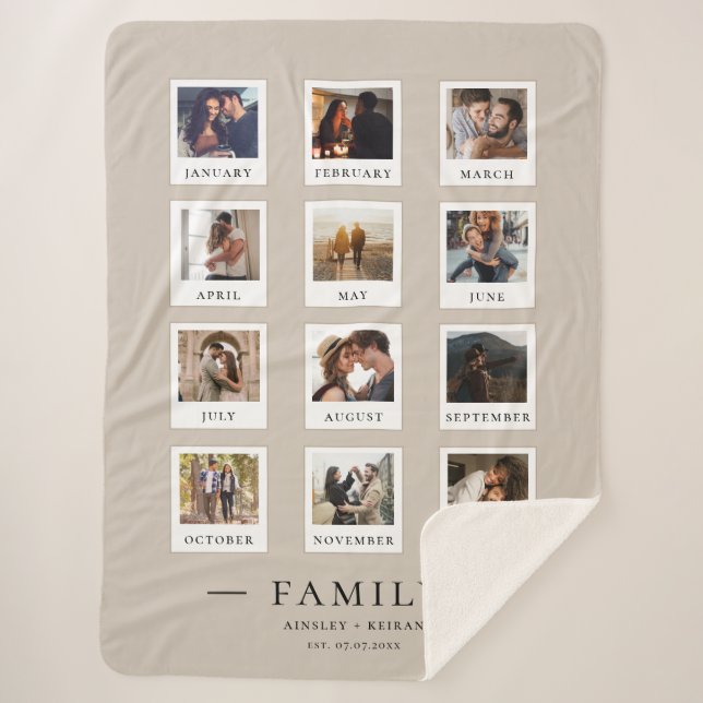 Modern Photo Couple Family Anniversary Valentines  Sherpa Blanket (Front)