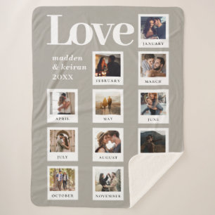 Modern Photo Couple Love Anniversary Valentines Sherpa Blanket