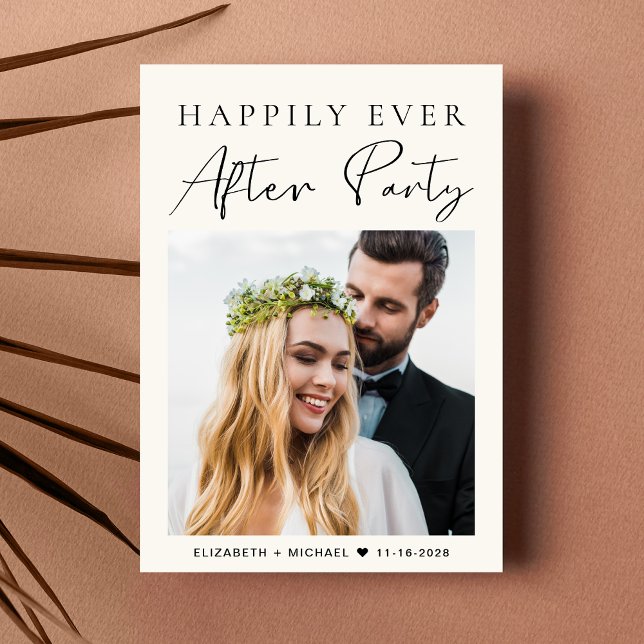 Modern Photo Cream Wedding Reception Invitation (Your love story deserves a grand celebration!)