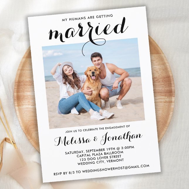 Modern Photo Custom Pet Wedding Engagement Party  Invitation Postcard (Creator Uploaded)