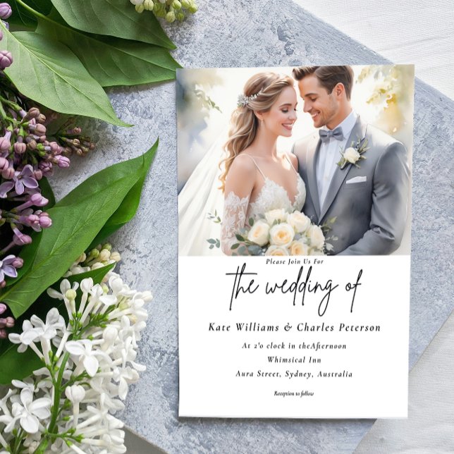 Modern photo Custom QR code Wedding Invitation  (Creator Uploaded)