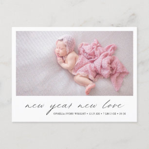 Modern Photo Cute Holiday Birth Announcement Postcard