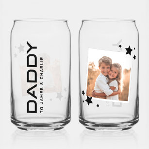 Modern photo daddy father's day kids names can glass