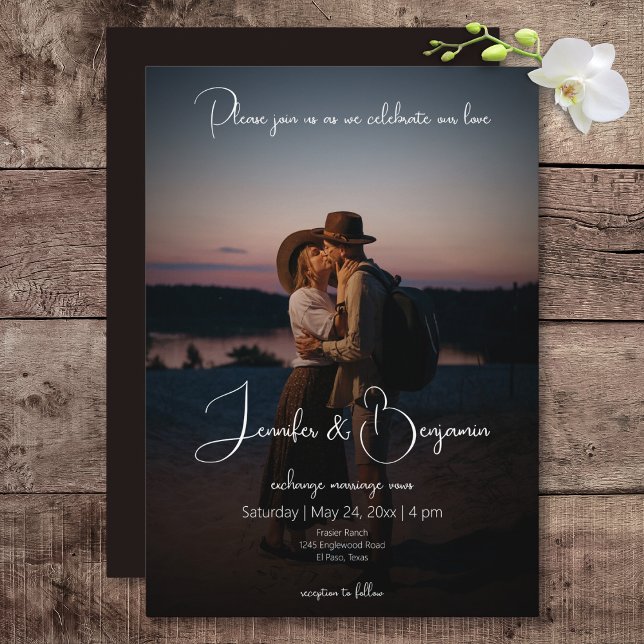 Modern Photo Dark Minimal Wedding Invitation (Modern Photo Dark Minimal Wedding Invitation)