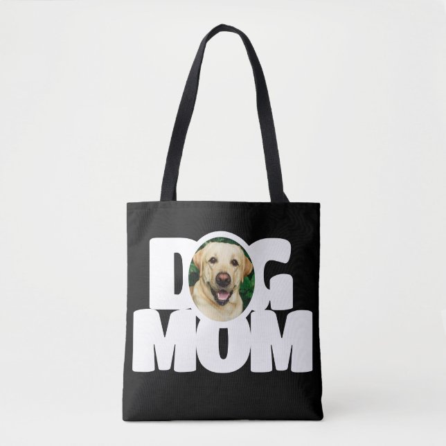 Modern Photo Dog Mum Simple Black Tote Bag (Front)