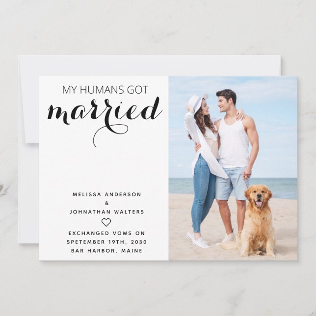 Modern Photo Dog Wedding Elopement Announcement (Front)