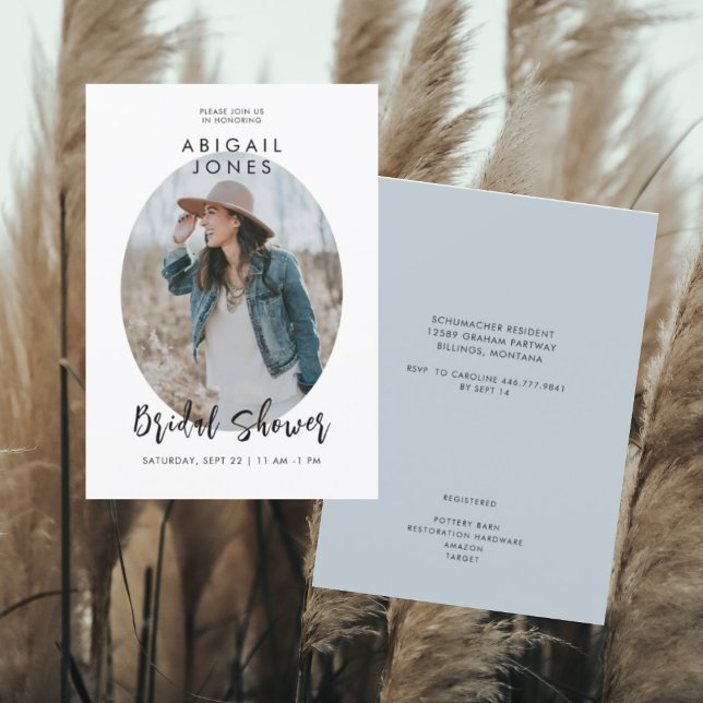 Modern Photo Dusty Blue Bridal Shower  Invitation (Creator Uploaded)