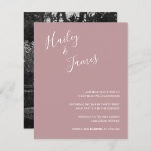 Modern Photo Dusty Rose Budget Wedding Invitation