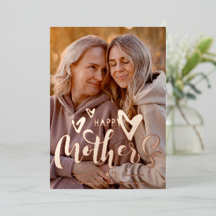 Modern Photo Editable Color Happy Mother's Day  Foil Holiday Card