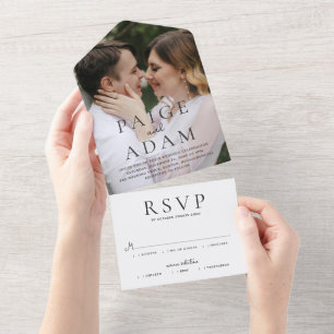 Modern Photo Editorial Wedding All In One Invitation