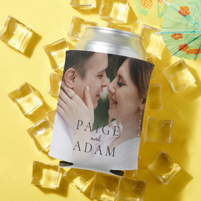 Modern Photo Editorial Wedding Can Cooler (In Situ Summer)