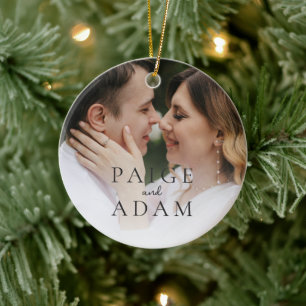 Modern Photo Editorial Wedding Ceramic Ornament