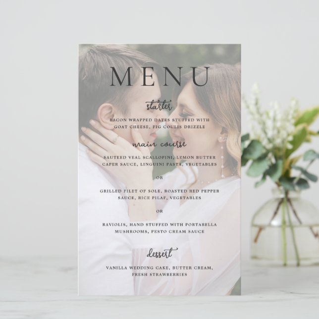 Modern Photo Editorial Wedding Menu (Standing Front)