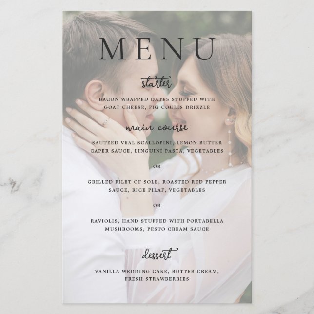 Modern Photo Editorial Wedding Menu (Front)