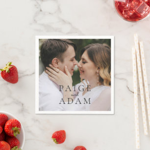 Modern Photo Editorial Wedding Napkin