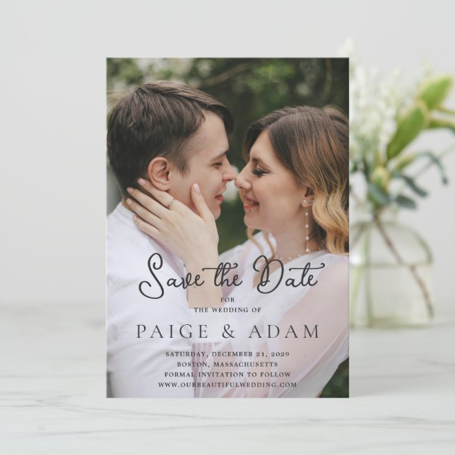 Modern Photo Editorial Wedding Save The Date (Standing Front)