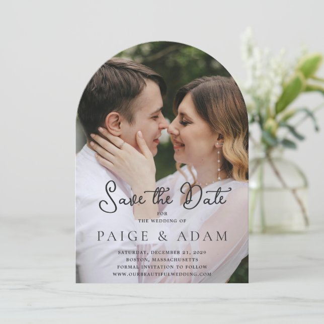 Modern Photo Editorial Wedding Save The Date (Standing Front)