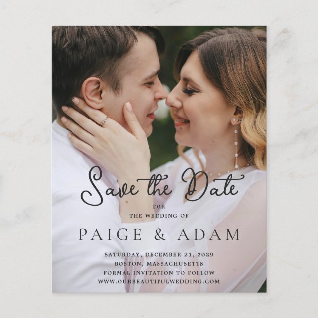 Modern Photo Editorial Wedding Save the Date Flyer (Front)