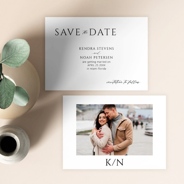 Modern PHOTO elegant black and white wedding Save The Date (Creator Uploaded)