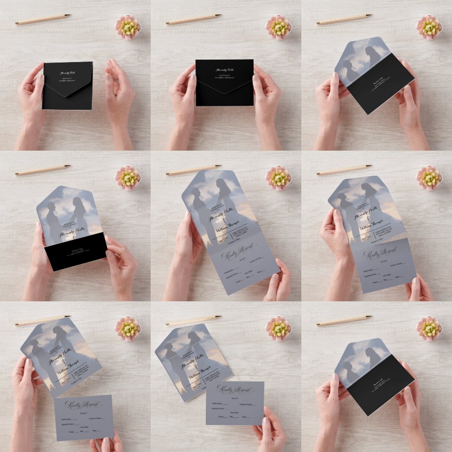 Modern  Photo Elegant Customised Wedding  All In O All In One Invitation