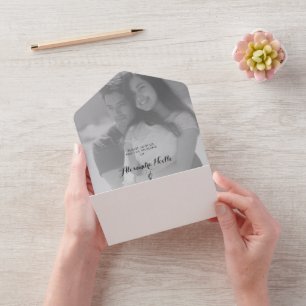 Modern Photo Elegant Customized Wedding All In O One Invitation