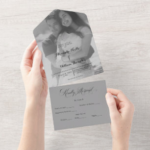Modern Photo Elegant Customized Wedding All In O One Invitation