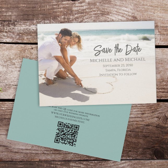 Modern Photo Elegant Save the Date Script QR Code (Creator Uploaded)