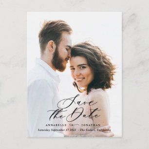 Modern photo elegant script watercolor botanical announcement postcard