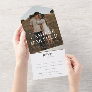 Modern Photo Elegant Stylish RSVP Wedding  All In One Invitation