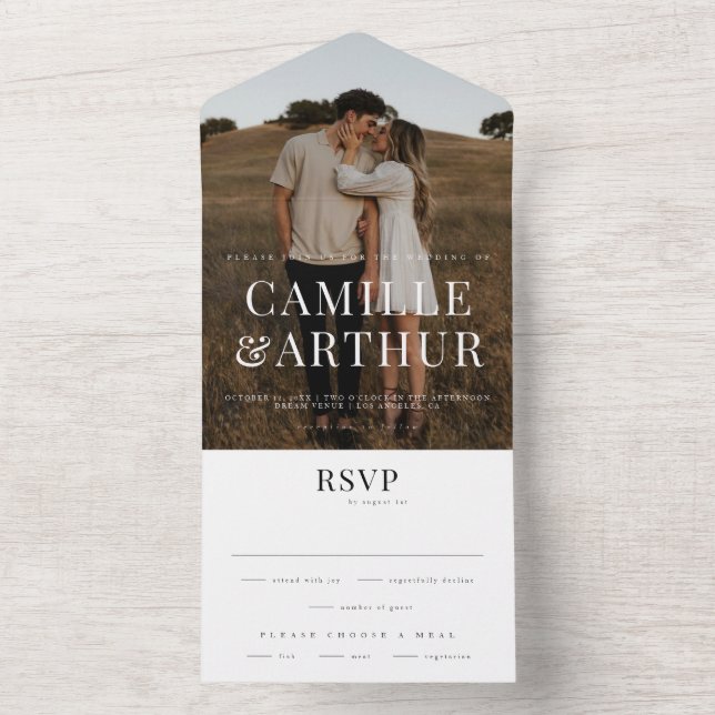 Modern Photo Elegant Stylish RSVP Wedding  All In One Invitation (Inside)