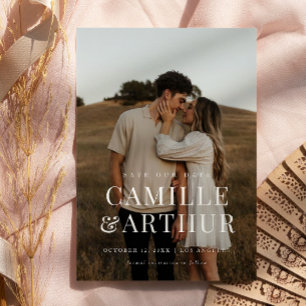 Modern Photo Elegant Stylish Wedding save the date Invitation