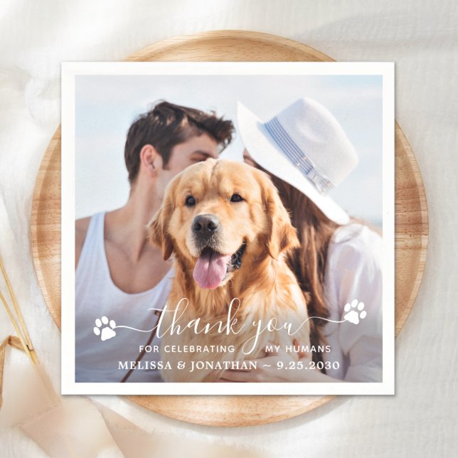 Modern Photo Elegant Thank You Dog Pet Wedding Napkin (Creator Uploaded)