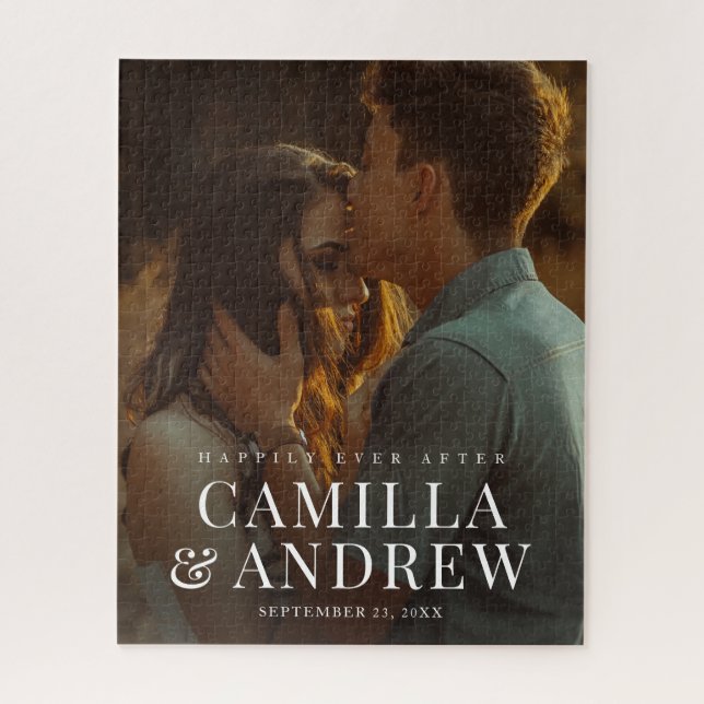 Modern Photo Elegant Wedding Jigsaw Puzzle (Vertical)