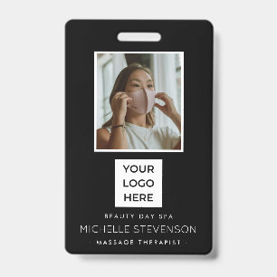 Modern Photo Employee Black ID Badge
