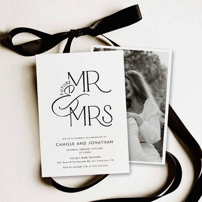 Modern Photo Engagement Invitation (Modern Minimalist Engagement Photo Invitation)
