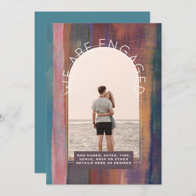 MODERN PHOTO ENGAGEMENT INVITE - Mixed Colours (Front/Back)