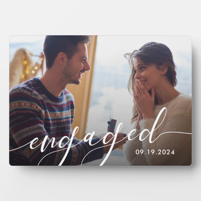 Modern Photo Engagement Keepsake  Plaque (Front)