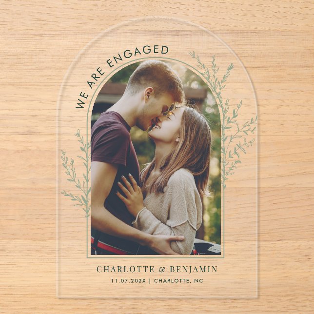 Modern Photo Engagement Save the Date Acrylic Invitations (Front)
