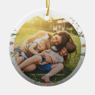 Modern Photo Family Christmas Keepsake Custom Ceramic Ornament