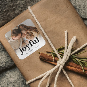 Modern Photo Family Christmas Square Sticker