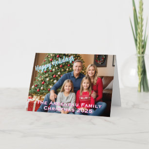 Modern Photo Family Happy Holidays Personalise Card
