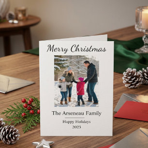 Modern Photo Family Personalise Holiday Card